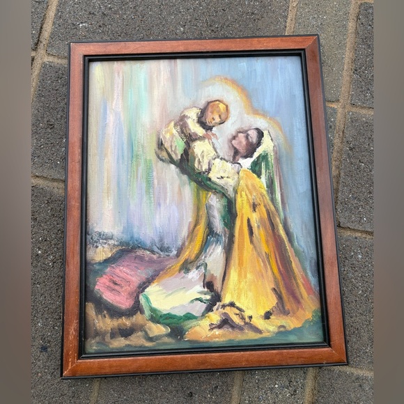Vintage oil painting on canvas framed